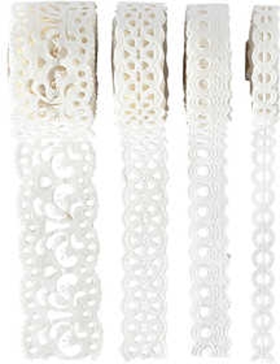 Paper Lace Borders, b: 8-23 mm, wit, Set van 4 patronen, 4x2m [HOB-28024]